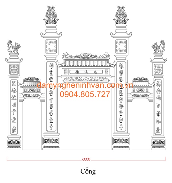 Thiết kế kích thước cổng tam quan chùa đẹp nhất 09