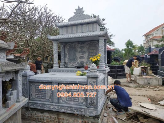Mẫu mộ đôi đẹp xây để chờ cho ông bà tại Cổ Nhuế - Hà Nội