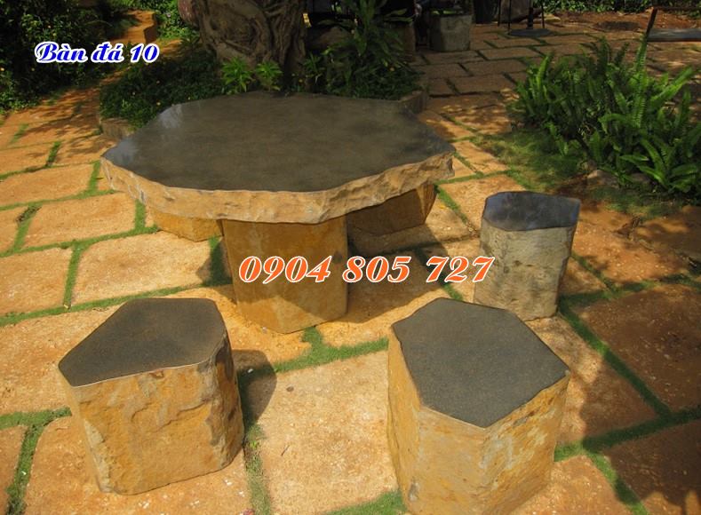 Bộ bàn ghế đá tự nhiên nguyên khối sân vườn 10