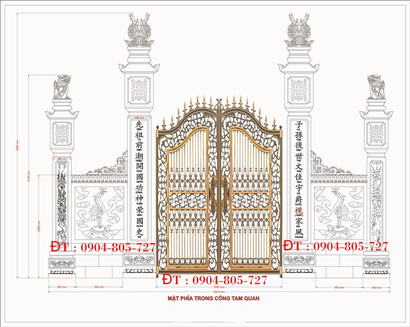 Bản vẽ cổng nhà thờ họ Nguyễn Đình ở Nghệ An