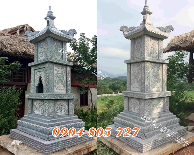 Tháp mộ đá để hũ tro cốt xây bằng đá xanh nguyên khối bán tại Tây Ninh